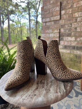 Women's Tan and Black Cheetah Print Ankle Boots